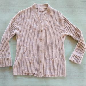 Vintage 1970's Grandma's Sweater Montgomery Ward Women's MEDIUM Cream Cardigan